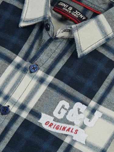 Gini & Jony Boys Blue Cotton Checkered Co-ordinate 15-16 Years