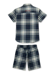 Gini & Jony Boys Blue Cotton Checkered Co-ordinate 15-16 Years