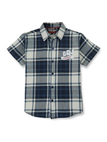 Gini & Jony Boys Blue Cotton Checkered Co-ordinate 15-16 Years