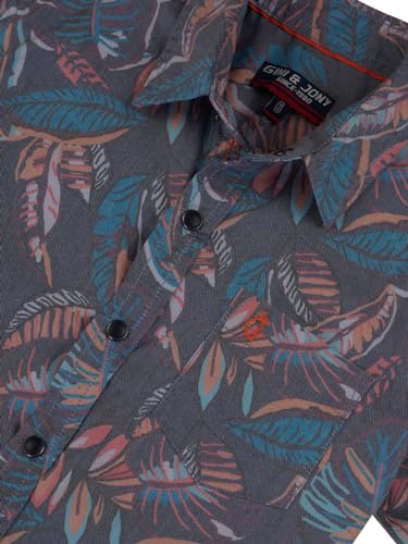 Gini & Jony Boys Grey Cotton Printed Collared Neck Half Sleeve Shirt 9-10 Years