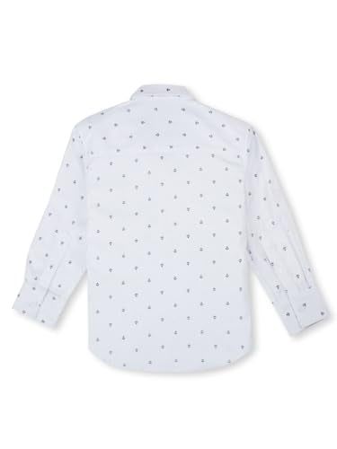 Gini & Jony Boys White Cotton Abstract Print Collared Neck Long Sleeve Shirt 7-8 Years