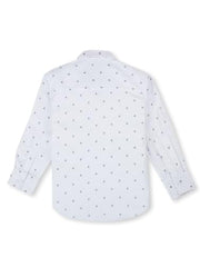 Gini & Jony Boys White Cotton Abstract Print Collared Neck Long Sleeve Shirt 7-8 Years