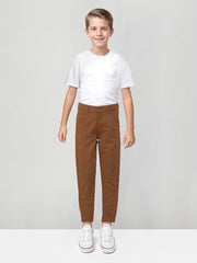 Gini and Jony Boys Beige Solid Twill Elasticated Trouser 6-7 Years
