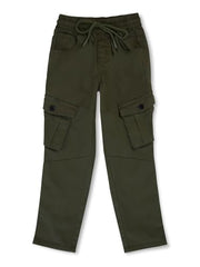 Gini and Jony Boys Olive Twill Solid Elasticated Trouser 5-6 Years