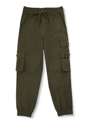 Gini & Jony Boys Olive Cotton Blend Solid Trouser 12-18 Months