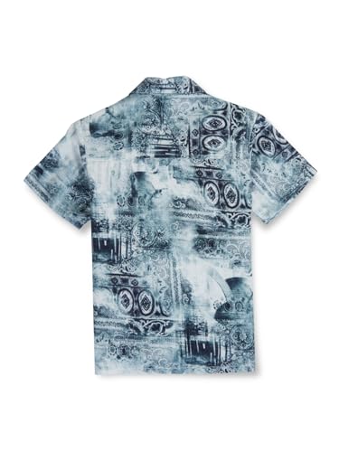 Gini & Jony Boys Blue Cotton Abstract Print Collared Neck Half Sleeve Shirt 4-5 Years