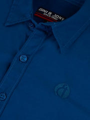 Gini and Jony Boys Blue Solid Cotton Full Sleeves Shirt 4-5 Years