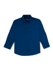 Gini and Jony Boys Blue Solid Cotton Full Sleeves Shirt 4-5 Years