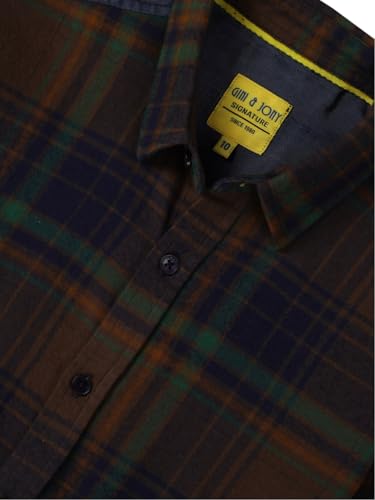 Gini and Jony Boys Brown Checks Cotton Full Sleeves Shirt 7-8 Years