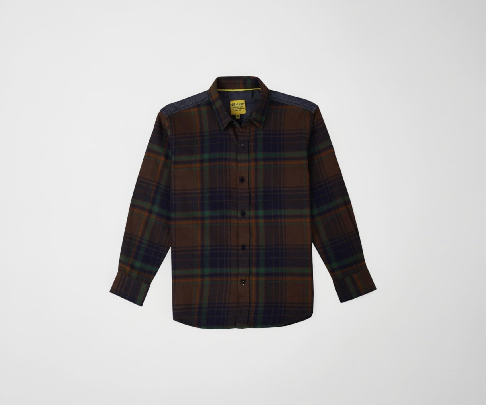 Gini and Jony Boys Brown Checks Cotton Full Sleeves Shirt 7-8 Years