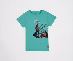 Gini & Jony Blue Cotton Crew Neck Half Sleeve Knits Top 13-14 Years