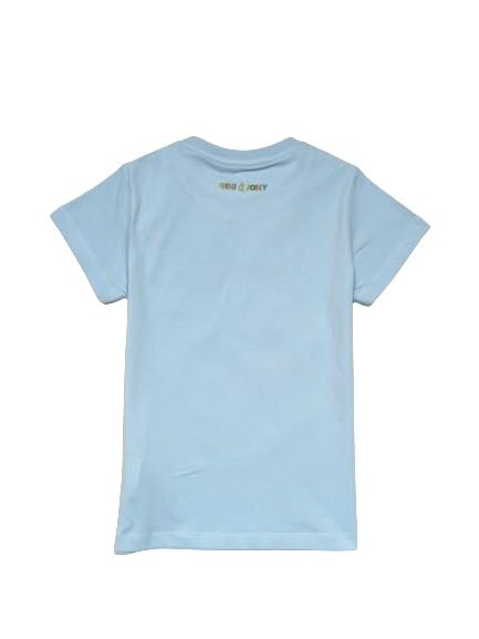 Gini & Jony Girls Blue Cotton Printed Crew Neck Half Sleeve Top 3-4 Years