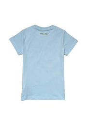 Gini & Jony Girls Blue Cotton Printed Crew Neck Half Sleeve Top 3-4 Years