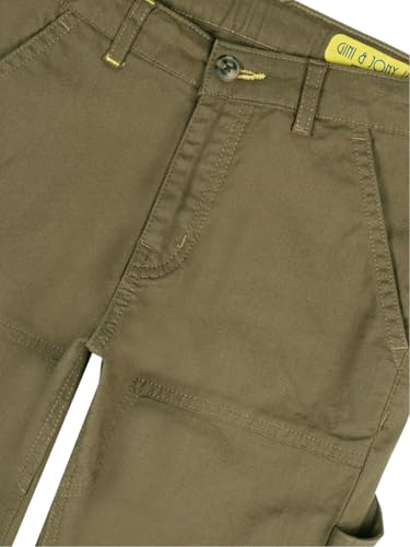 Gini and Jony Boys Olive Solid Cotton Fixed Waist Trouser 9-10 Years