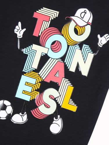 Gini and Jony Boys Black Typographic Print Cotton Half Sleeves T-Shirt 7-8 Years
