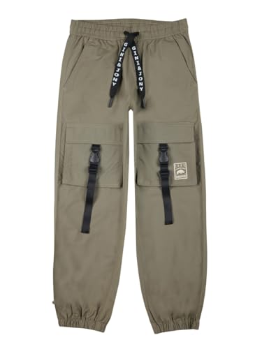 Gini and Jony Boys Olive Typographic Print Cotton Elasticated Trouser 6-7 Years - Goyalsons ShopMax