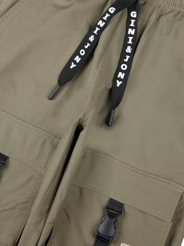 Gini and Jony Boys Olive Typographic Print Cotton Elasticated Trouser 6-7 Years - Goyalsons ShopMax