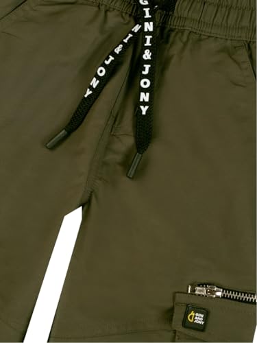 Gini and Jony Boys Green Solid Cotton Elasticated Trouser 6-7 Years