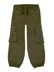 Gini and Jony Boys Green Solid Cotton Elasticated Trouser 6-7 Years