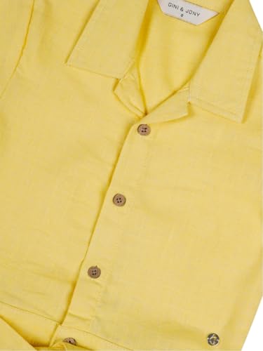 Gini and Jony Girls Yellow Solid Cotton Half Sleeves Jumpsuit 3-4 Years