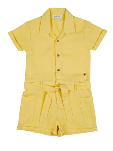 Gini and Jony Girls Yellow Solid Cotton Half Sleeves Jumpsuit 3-4 Years