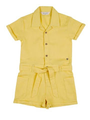 Gini and Jony Girls Yellow Solid Cotton Half Sleeves Jumpsuit 3-4 Years