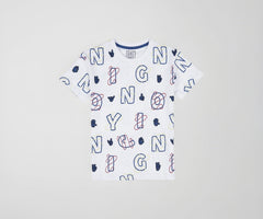Gini and Jony Boys White Alphabetical Print Cotton Half Sleeves T-Shirt 7-8 Years