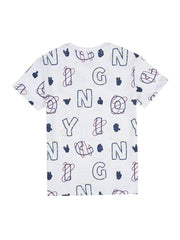 Gini and Jony Boys White Alphabetical Print Cotton Half Sleeves T-Shirt 7-8 Years