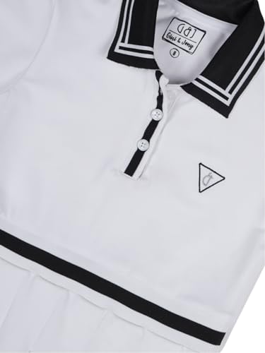 Gini and Jony Girls White Color Block Cotton Half Sleeves Dress 3-4 Years