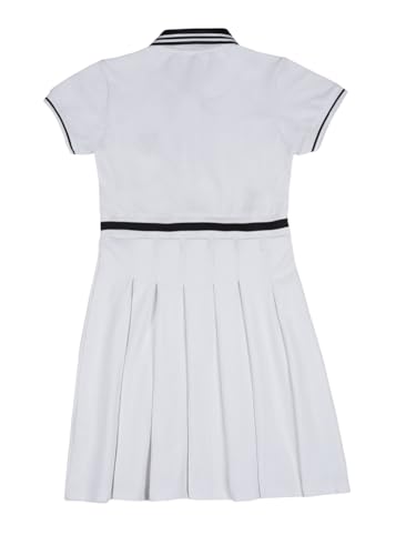 Gini and Jony Girls White Color Block Cotton Half Sleeves Dress 3-4 Years