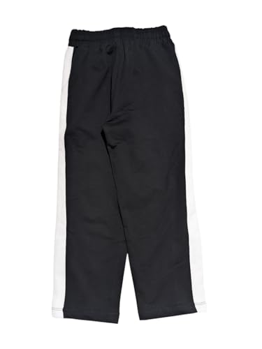 Gini & Jony boys black striped cotton elasticated track pants for ages 4-5, casual sportswear with comfortable fit.