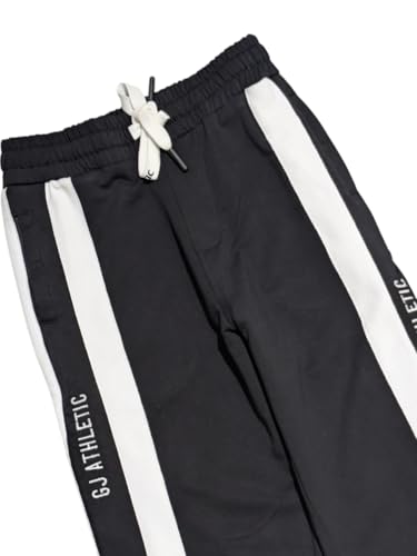 Gini and Jony Boys Black Stripes Cotton Elasticated Track Pant 5-6 Years