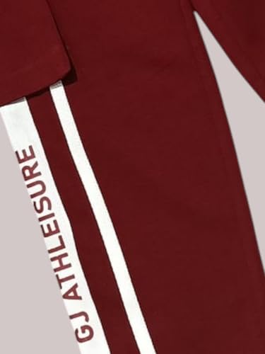 Red striped cotton elasticated track pants for boys aged 4-5 years, Gini & Jony sportswear pajama with comfortable fit.