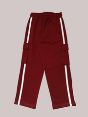 Gini & Jony boys red striped cotton elasticated track pants, size 4-5 years, suitable for sports and casual wear.