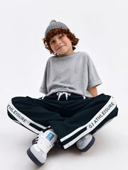 Gini and Jony Boys Blue Stripes Cotton Track Pant Elasticated
