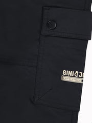 Gini and Jony Boys Black Solid Cotton Elasticated Trouser 4-5 Years