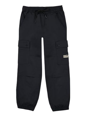 Gini and Jony Boys Black Solid Cotton Elasticated Trouser 4-5 Years