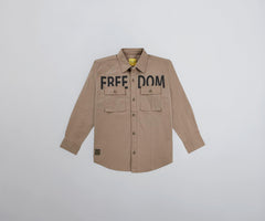 Gini and Jony Boys Brown Typographic Print Cotton Full Sleeves Shirt 11-12 Years