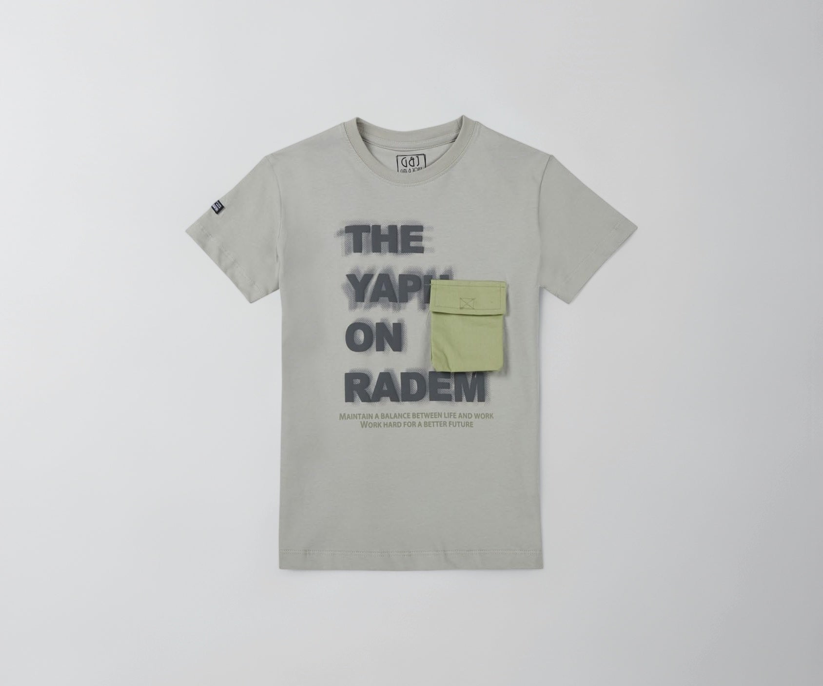 Gini and Jony Boys Grey Typographic Print Cotton Half Sleeves T-Shirt 11-12 Years