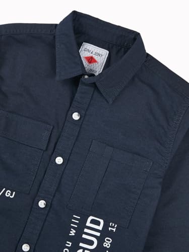 Gini and Jony Boys Navy Blue Typographic Print Cotton Full Sleeves Shirt 4-5 Years