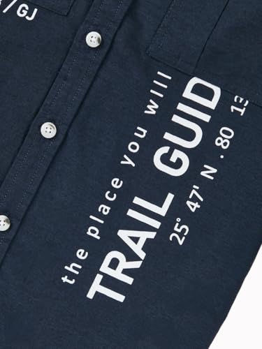 Gini and Jony Boys Navy Blue Typographic Print Cotton Full Sleeves Shirt 4-5 Years