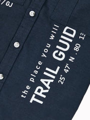 Gini and Jony Boys Navy Blue Typographic Print Cotton Full Sleeves Shirt 4-5 Years