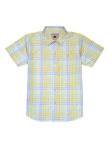 Gini and Jony Boys Yellow Checks Cotton Half Sleeves Shirt 7-8 Years