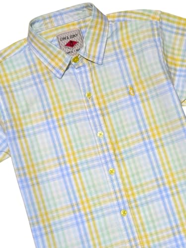 Gini and Jony Boys Yellow Checks Cotton Half Sleeves Shirt 7-8 Years
