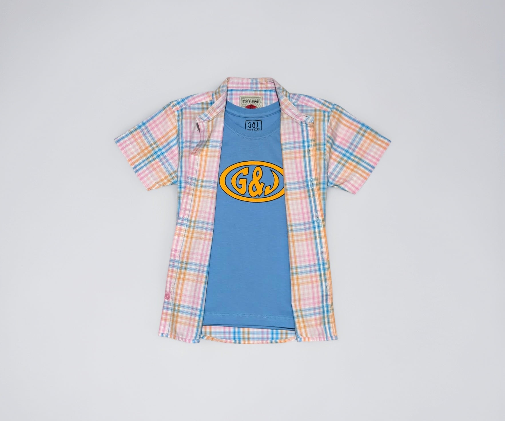 Gini and Jony Boys Pink Checks Cotton Half Sleeves Shirt 7-8 Years