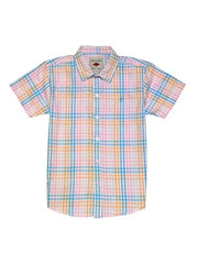 Gini and Jony Boys Pink Checks Cotton Half Sleeves Shirt 7-8 Years