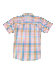 Gini and Jony Boys Pink Checks Cotton Half Sleeves Shirt 7-8 Years