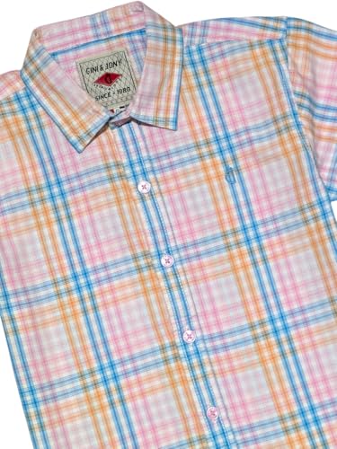Gini and Jony Boys Pink Checks Cotton Half Sleeves Shirt 7-8 Years