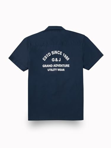 Gini and Jony Boys Navy Blue Typographic Print Cotton Half Sleeves Shirt 11-12 Years
