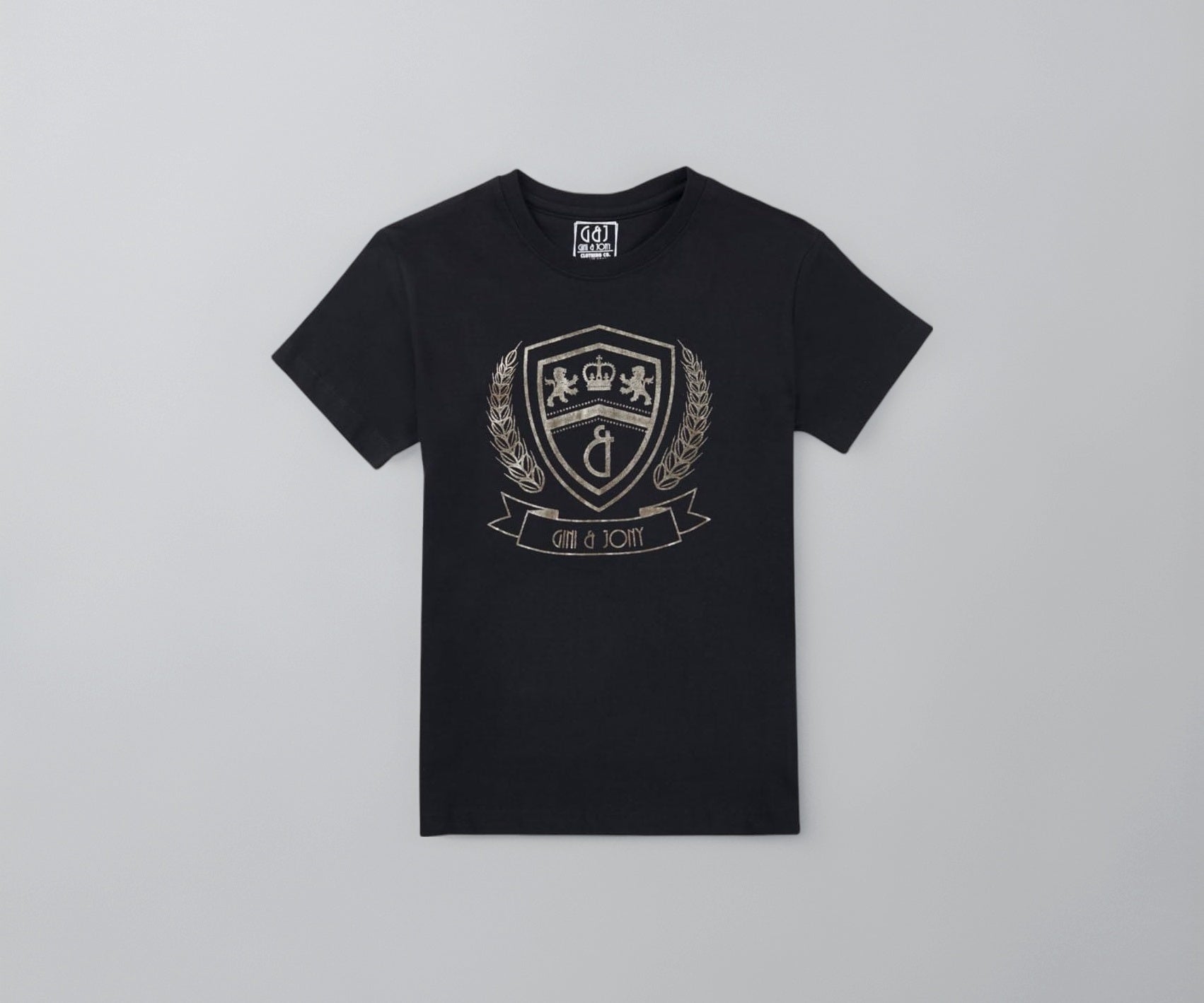 Gini and Jony Boys Black Metallic Print Cotton Half Sleeves T-Shirt 11-12 Years